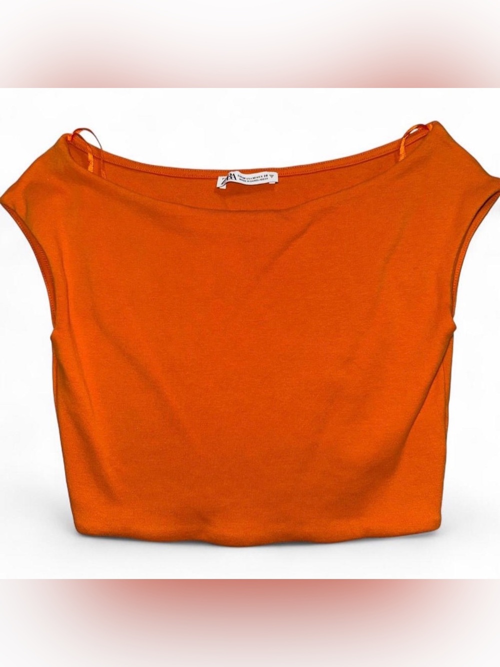 Zara Orange Cropped Off The Shoulder Top